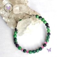 Anyolite Ruby Zoisite Crystal Bracelet With Hook Clasp